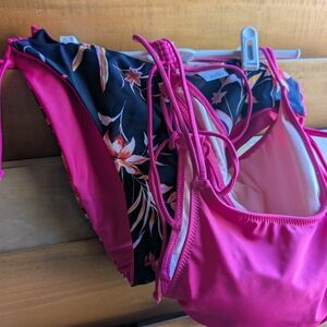 Cupshe Pink and Black Floral Bikini Set